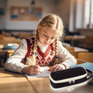 Pencil Case For Girls,Flower Quilted Large Capacity Pencil Pouch With 2 Compartment, Zipper Pencil Bag With Handle, Women Soft Pencil Box For Middle School Office College - Image 26