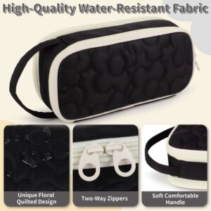 Pencil Case For Girls,Flower Quilted Large Capacity Pencil Pouch With 2 Compartment, Zipper Pencil Bag With Handle, Women Soft Pencil Box For Middle School Office College - Image 29