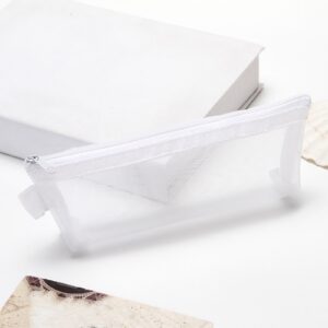 FAMTKT Clear PVC Zipper Pen Pencil Case, Big Capacity Pencil Bag Makeup Pouch Portable Toiletries and Makeup Storage Bag for Office Stationery Travel Storage (Black) on Clearance - Image 12