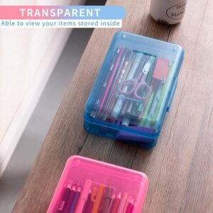 Goattoy Transparent Plastic Pencil Box Large Capacity Pencil Case Pencil Pouch for Ki-ds Gi-rls Bo-ys Adults Scho-ol & Office Supplies Gifts for Ki-ds Stu-dents - Image 5
