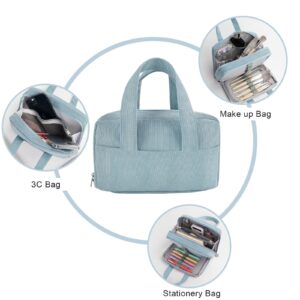 DAKIMOE Large Capacity Pencil Case with 5-Compartment,Versatile Blue Stationery Bag Pencil Pouch for Students,Teens & Adults,Perfect as Makeup Bag - Image 4