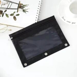 Yhmxh Oxford Cloth Pencil Cases with 3 Ring, Black - Image 2