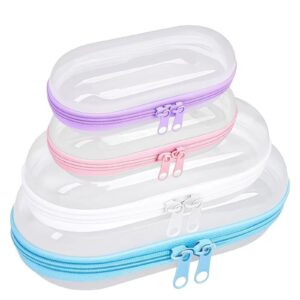 Lksixu Clear Hard Plastic Pencil Case, Double Zippered Hard Shell Pencil Pouch, Waterproof Toiletry & Cosmetic Bag Stationery Storage Bin Portable Travel Organizer for Toys, Crafts and Small Items - Image 4