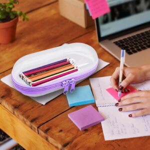 Lksixu Clear Hard Plastic Pencil Case, Double Zippered Hard Shell Pencil Pouch, Waterproof Toiletry & Cosmetic Bag Stationery Storage Bin Portable Travel Organizer for Toys, Crafts and Small Items - Image 7