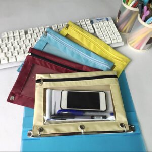 Yhmxh Oxford Cloth Pencil Cases with 3 Ring, Black - Image 24