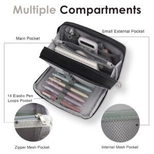 DAKIMOE Large Capacity Pencil Case with 5-Compartment,Versatile Blue Stationery Bag Pencil Pouch for Students,Teens & Adults,Perfect as Makeup Bag - Image 33