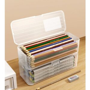 Lzobxe Plastic Pencil Box Extra Large Capacity, Clear - Image 40