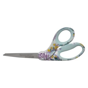 Westcott Sewing Scissors, 8″, Fashion, Titanium, Bent, Floral, Multicolor,1-Count