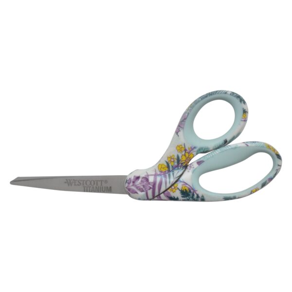 Westcott Sewing Scissors, 8″, Fashion, Titanium, Bent, Floral, Multicolor,1-Count
