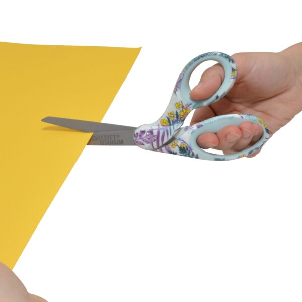 Westcott Sewing Scissors, 8″, Fashion, Titanium, Bent, Floral, Multicolor,1-Count