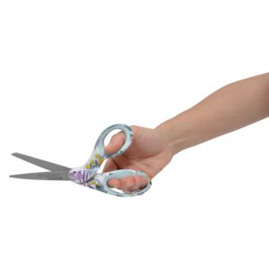 Westcott Sewing Scissors, 8″, Fashion, Titanium, Bent, Floral, Multicolor,1-Count