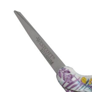 Westcott Sewing Scissors, 8″, Fashion, Titanium, Bent, Floral, Multicolor,1-Count