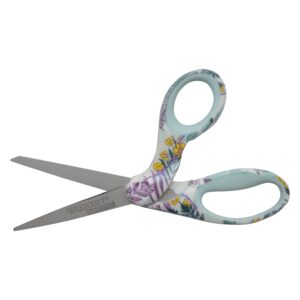 Westcott Sewing Scissors, 8″, Fashion, Titanium, Bent, Floral, Multicolor,1-Count