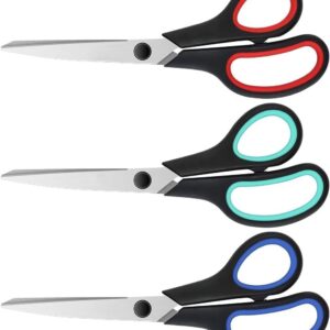 3-Pack 8″ Heavy Duty Scissors with Ultra Sharp Blades and Comfort Grip Handles – For Office, Sewing, Handcraft Workshop, Home and Crafts, Etc.