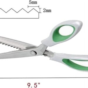 ZHUYING 2 pack Green Pinking Shears Comfort Grips Crafts Zig Zag Cut Sewing Scissors,Professional Handheld Dressmaking - Image 2