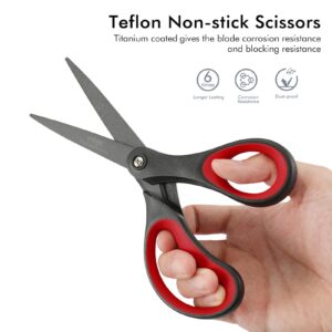 LIVINGO 8" Titanium Non-Stick Scissors, All Purpose for Office, 2 Pack Red Black - Image 2