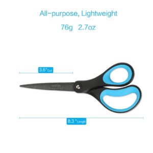 LIVINGO 8" Titanium Non-Stick Scissors, All Purpose for Office, 2 Pack Red Black - Image 24