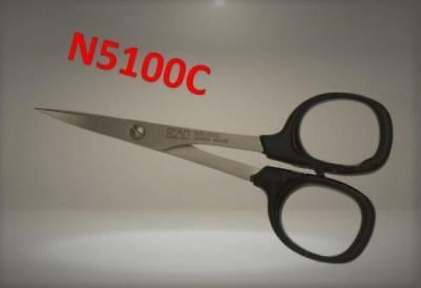 kai 4″ curved tip needlecraft scissors, black