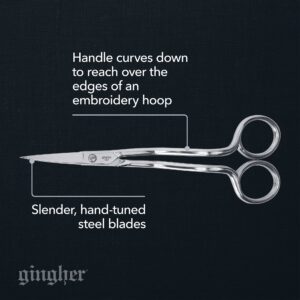 Gingher Double-Curved Machine Embroidery Scissor 6″, Sliver