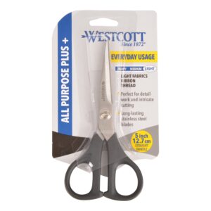 Westcott Multipurpose Scissors, All Purpose Plus+, 5", Stainless Steel, Straight, Black, for Office, 1-Count - Image 8