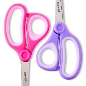 Pen+Gear 5-inch Blunt-tip Kids Scissors, Ages 4-7, School Supplies, 2-Pack, Purple and Pink - Image 5
