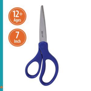 Pen+Gear 7-inch All-Purpose Stainless-Steel Scissors, Pointed, Ages 12 and Up, School Supplies, Blue - Image 1