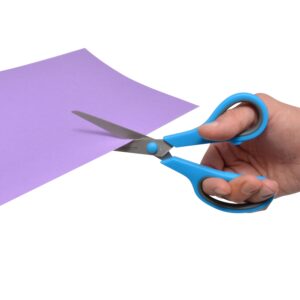 Westcott 8" Stainless Steel Soft Handle Straight Scissors, High School Education Level, Assorted Colors, Pack of 15 - Image 4