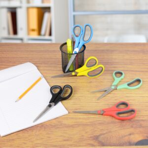 Westcott 8" Stainless Steel Soft Handle Straight Scissors, High School Education Level, Assorted Colors, Pack of 15 - Image 6