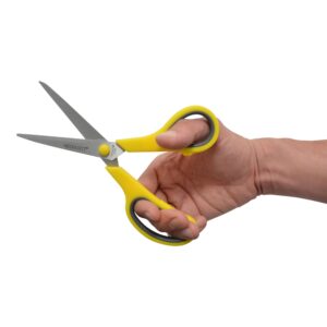 Westcott 8" Stainless Steel Soft Handle Straight Scissors, High School Education Level, Assorted Colors, Pack of 15 - Image 7