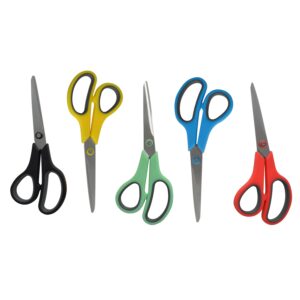 Westcott 8" Stainless Steel Soft Handle Straight Scissors, High School Education Level, Assorted Colors, Pack of 15 - Image 9