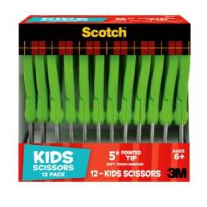 Scotch Soft Touch Kids Scissors, 5", Pointed Tip, Green, 12 Count - Image 2