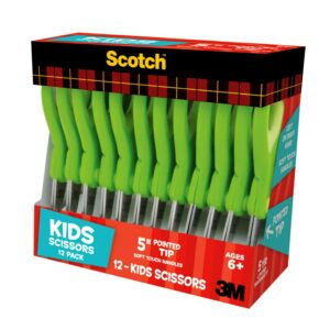 Scotch Soft Touch Kids Scissors, 5", Pointed Tip, Green, 12 Count - Image 4