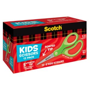 Scotch Soft Touch Kids Scissors, 5", Pointed Tip, Green, 12 Count - Image 5