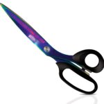 Extra Long Professional Tailor Scissors, Stainless Steel Sewing Shears with Iridescent Blades, 10.25″, Titanium Plated Tailoring Scissors for Dressmaking, Leather Cutting, by Better Office Products