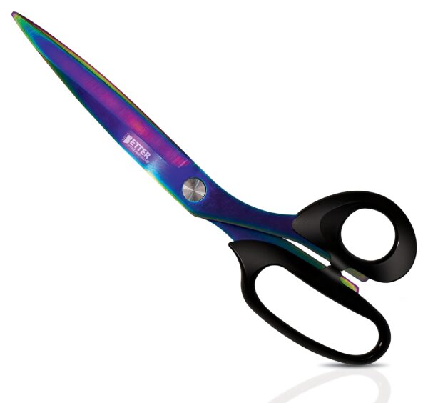 Extra Long Professional Tailor Scissors, Stainless Steel Sewing Shears with Iridescent Blades, 10.25″, Titanium Plated Tailoring Scissors for Dressmaking, Leather Cutting, by Better Office Products Extra Long Professional Tailor Scissors, Stainless Steel Sewing Shears with Iridescent Blades, 10.25″, Titanium Plated Tailoring Scissors for Dressmaking, Leather Cutting, by Better Office Products