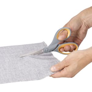 Westcott Titanium Straight Scissors, 7″, High School Educational Level, Gray/Yellow, for Office, 6 Pack