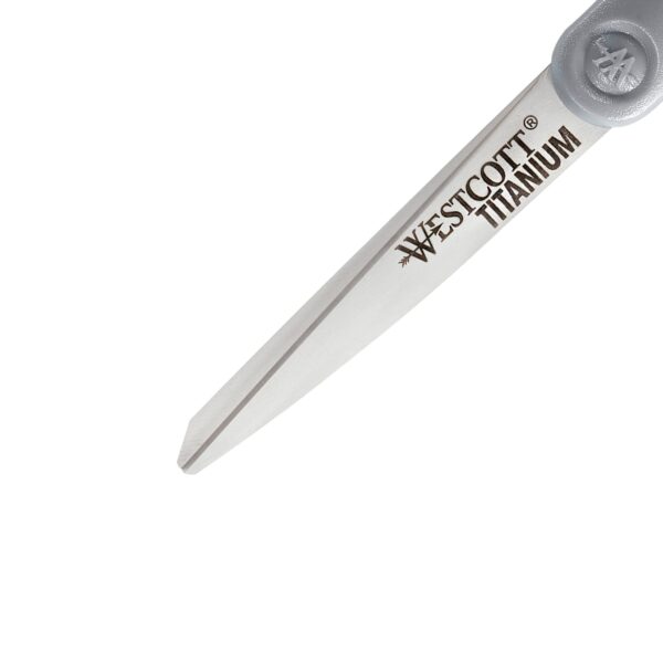 Westcott Titanium Straight Scissors, 7″, High School Educational Level, Gray/Yellow, for Office, 6 Pack