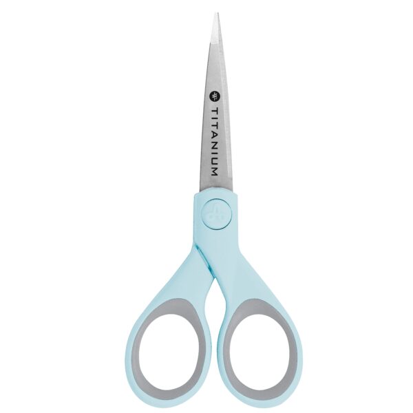 Westcott Crafting Scissors, Titanium Bonded, 5″ Micro-Tip, Light Blue, 1 Count