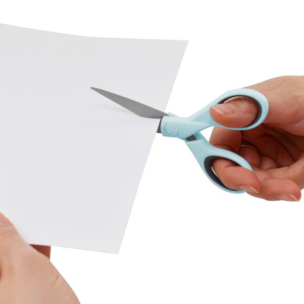 Westcott Crafting Scissors, Titanium Bonded, 5″ Micro-Tip, Light Blue, 1 Count