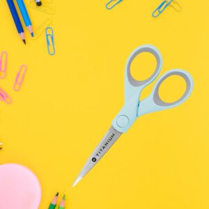 Westcott Crafting Scissors, Titanium Bonded, 5″ Micro-Tip, Light Blue, 1 Count