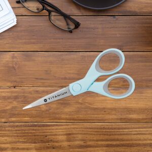 Westcott Crafting Scissors, Titanium Bonded, 5″ Micro-Tip, Light Blue, 1 Count