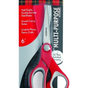 Scotch Multi-Purpose Scissors, 6 in., Red/Gray