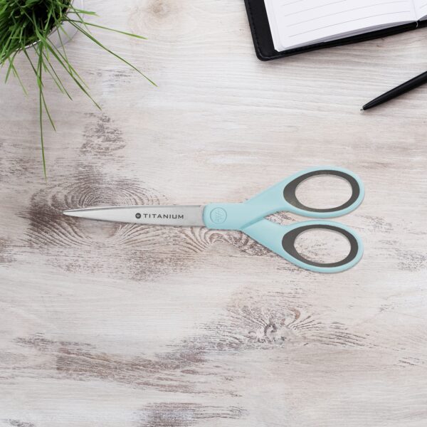 Westcott Sewing Scissors, Titanium, 7″, Micro-tip, for Craft, Light Blue, 1-Count