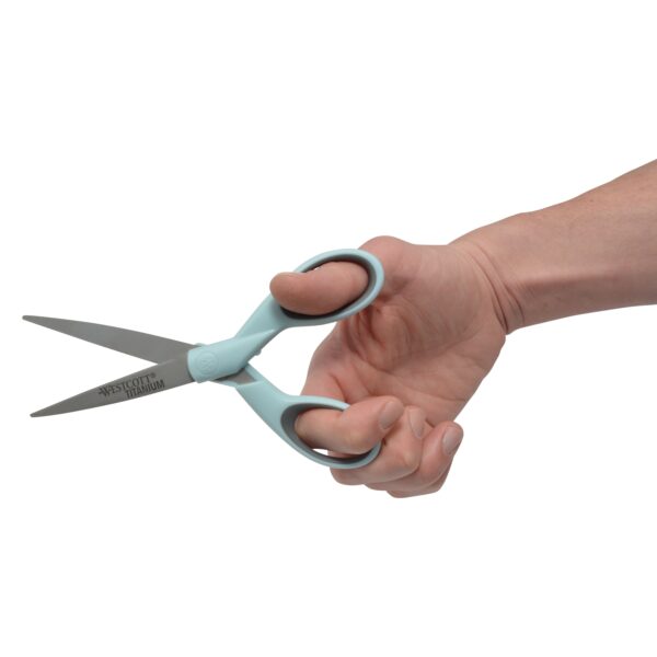 Westcott Sewing Scissors, Titanium, 7″, Micro-tip, for Craft, Light Blue, 1-Count