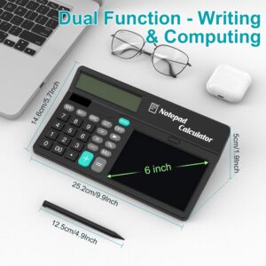 Tugau Calculators Desktop with Notepad 6 Inch Writing Tablet,12 Digits Large Display, Touch Comfortable Calculator Big Buttons, Support Solar and Battery for Office, School, Home & Business - Image 6
