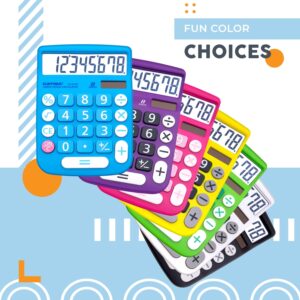 Catiga Electronics CD-8185 Dual Power Calculator, Large LCD & Buttons, 8 Digit, Blue