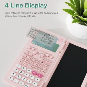 NEWYES 991ES MAX - 417 Function Rechargeable Scientific Calculator with Writing Tablet Notepad for Students, 4-Line MultiView Display, for Middle and High School Supplies(Pink) - Image 6