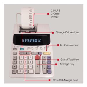 Sharp Calculators EL-1801V Ink Printing Calculator, Fluorescent Display, AC, 2.0 LPS, Off-White - Image 2