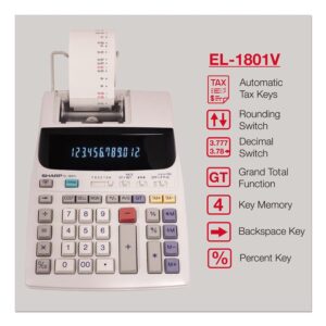 Sharp Calculators EL-1801V Ink Printing Calculator, Fluorescent Display, AC, 2.0 LPS, Off-White - Image 4