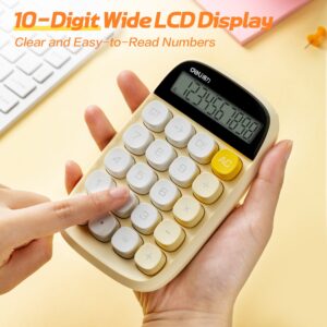 Deli Mechanical Switch Calculator with Battery, Large LCD Display, Big Buttons, Yellow - Image 6